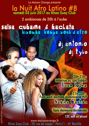 flyer Nuit Afro Latino #8, soirée latino de la Maison Orange